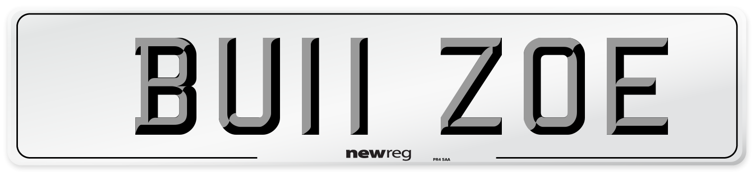 BU11 ZOE Number Plate from New Reg